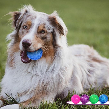 3'' Squeaky Dog Toy Balls for Lagre Medium Breed, Indestructible Dog Balls for Playing, Fetching & Retrieving, Durable Aggressive Chewers, 3 PCS Red+Blue+Green