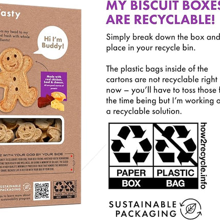 Buddy Biscuits 16 oz. Box of Crunchy Dog Treats Made with Assorted Flavors of Roasted Chicken, Grilled Beef, and Sharp Cheddar