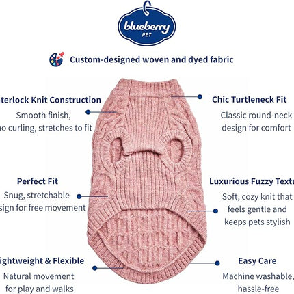 Blueberry Pet Classic Knit Dog Sweater, Pullover Crew-Neck Christmas Style in Pink, Back Length 14”, Cozy Winter Wear