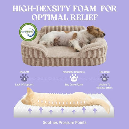 LE SURE Cute XL Dog Beds, Orthopedic Waterproof Dog Bed for Extra Large Dogs, High Back Non-Slip Bottom and Egg-Crate Foam Big Pet Couch Sofa with Washable Removable Cover, Hazel
