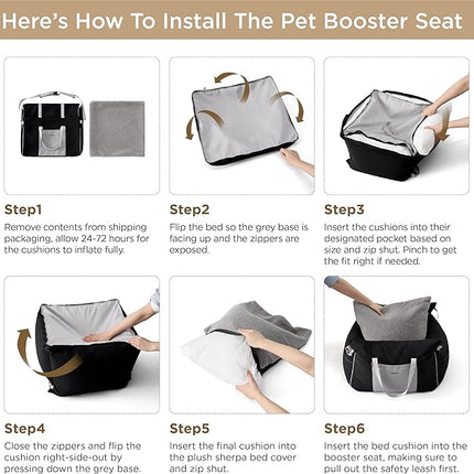 Lesure Small Dog Car Seat for Small Dogs - Waterproof Dog Booster Car Seat with Storage Pockets, Clip-On Safety Leash and Thickened Memory Foam Filling, Pet Carseat Puppy Travel Carrier Bed, Black