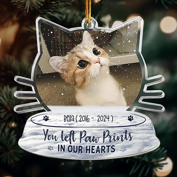 Pavo Acrylic Ornament, Forever in My Heart - Personalized Pet Memorial Photo Ornament, Custom Pet Memorial Keepsake, Perfect Christmas Memorial Gift for Pet Lovers, Dog Mom, Cat Mom (Loss of Cat)