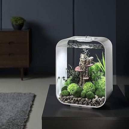 biOrb Life 15 Acrylic 4-Gallon Aquarium with White LED Lights Modern Compact Tank for Tabletop or Desktop Display, White
