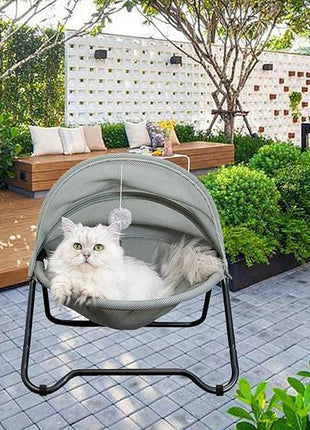 Cat Bed Cat Hammock Bed Elevated cat Bed, Comfortable and Breathable Pet Bed with Awning and Plush Toy, No-Tools Assemble, Cover Removable and Washable, Suitable for Indoor and Outdoor Use