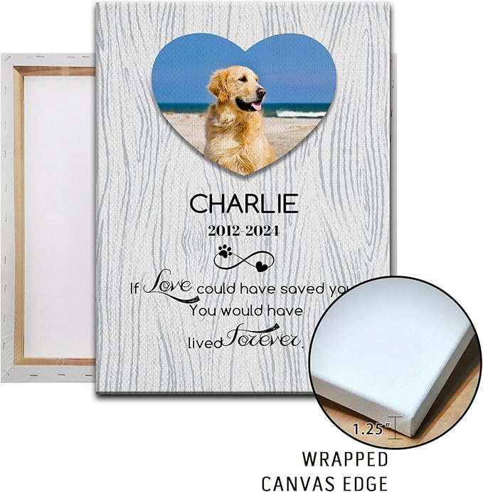Personalized Pet Memorial Gifts for Dogs Customized Gifts for Dogs Cats Custom Loss of Pet Sympathy Gift Canvas Dog Loss Gift Canvas with Picture Name