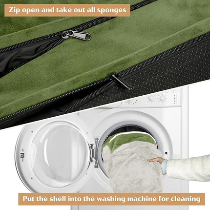 Comfort Expression Orthopedic Dog Bed for Large Dogs 38x25 Inch, Waterproof Supportive Egg Crate Foam Large Pet Bed with Removable Bolster, Dog Couch with Washable Cover & Non-Slip Bottom, Light Green