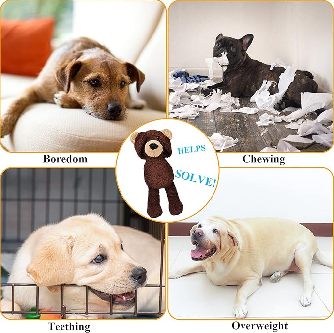 Squeaky Dog Toys for Large Dogs, Plush Dog Toys for Medium Dogs, Cute Animals Stuffed Dog Chew Toys to Keep Them Busy for Small Medium Large Breed - Bear L