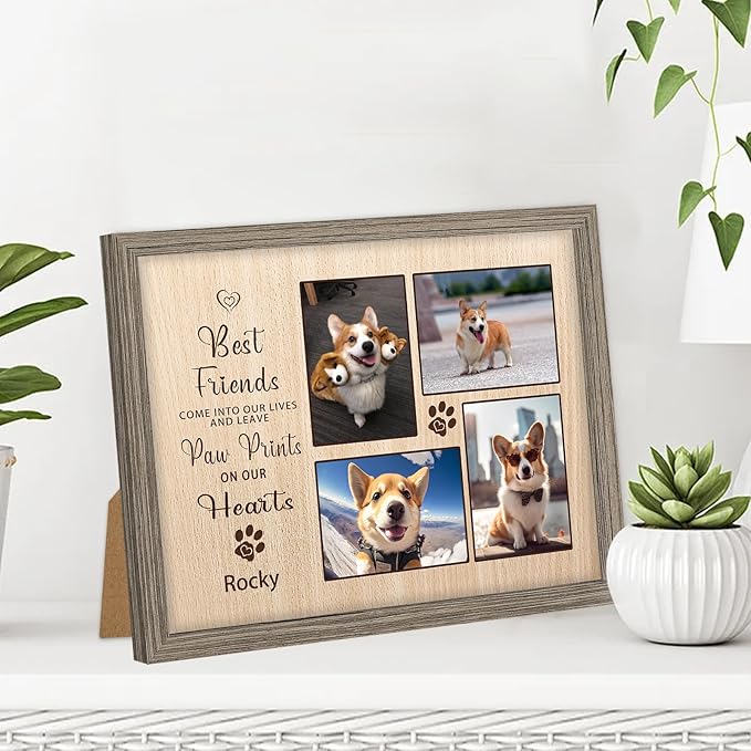 Custom Dog Memorial Gifts for Loss of Dog, Personalized Wall Art with Photo and Name, Forever in My Heart Memorial Canvas Keepsake for Pet Owners Lovers, Customized Dog Loss Sympathy Gifts