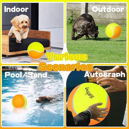 Big Tennis Ball for Dogs, Giant Dog Tennis Ball Toy Large Outdoor Sports Gift for Small Medium Large Dog (Yellow Orange, 9.5 inch)