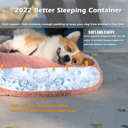 Pink Dog Bean Bag Bed - Washable, Fits Medium Dogs Up to 45 lbs