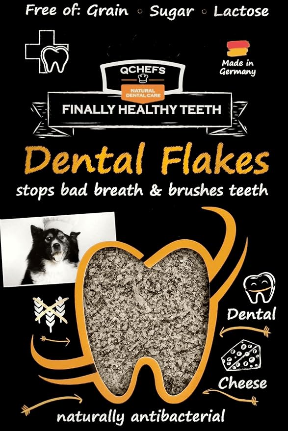 QCHEFS Dental Flakes for Dogs – One Month Supply* - Food Topper - After Meal Licking Treat, Oral Health Snack with Amino Acids.