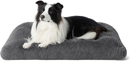 Bedsure Washable Large Dog Bed for Crate, Faux Fur Dog Crate Pad for Large Breed, Plush Soft Comfort Dogs Sleeping Mat, Anti-Slip Pet Kennel Pad, 35" x 23", Dark Grey