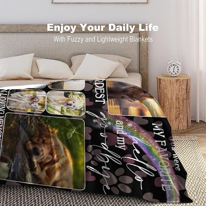 Custom Dog Memorial Gifts for Loss of Dog Cat, Personalized Dog Blankets with Photos, Pet Memorial Throw Blanket Gifts, Pet Loss Gifts, in Loving Memory Blanket for Dog Cat Lovers Dog Mom Dog Dad
