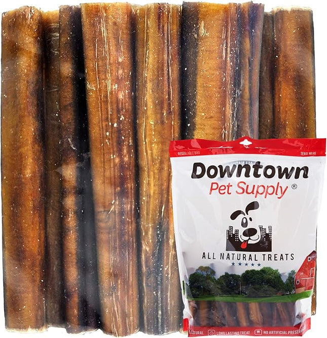 Downtown Pet Supply Jumbo Bully Sticks for Dogs - Natural Beef Chews, Low-Odor & Rawhide-Free, Long Lasting Dog Treats for Aggressive Chewers - Healthy, Safe & Delicious Chews Dogs Love (12" 10 Pack)