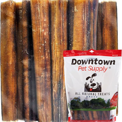 Downtown Pet Supply Jumbo Bully Sticks for Dogs - Natural Beef Chews, Low-Odor & Rawhide-Free, Long Lasting Dog Treats for Aggressive Chewers - Healthy, Safe & Delicious Chews Dogs Love (6" 24 Pack)