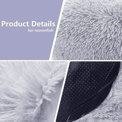 Calming Dog Bed for Small Dogs Round Fluffy Self Warming Pet BedGray Donut Cuddler pet Bed for PuppiesXS Dog Bed Washable.