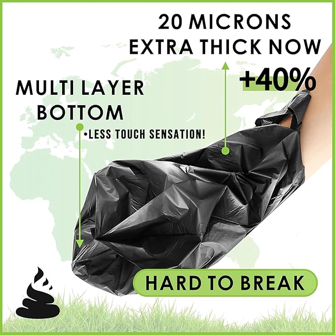 Ultra Thick RockRhino Dog Poop Bags - ECO Heavy Duty, Multi-Layer Bottom, 0% Plastic, 100% Home Compostable, Mint-Scented, Easy Open Tie Handles, Glove-Like Fit - 120 Bags