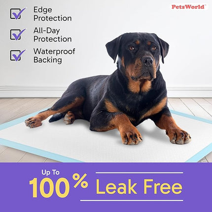 PetsWorld Extra Large Potty Pads for Dogs, Odor Eliminating 30" x 36" Pee Pads for Dogs, Gigantic XL Dog Pads, 5 Layer Ultra Absorbent Technology, Leak Proof Training Pads for Dogs & Cats, 100 Count