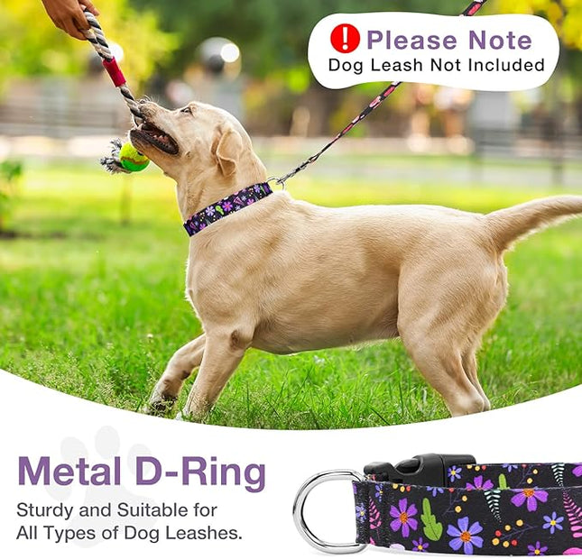 DQGHQME Small Dog Collar with Daisy Charm, Floral Girl Boy Soft Cute Dog Collar Flower Pet Collar for Male Females Puppy