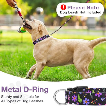 Dog Collar Medium Dogs DQGHQME Floral Girl Boy Black Cute Soft Flower Dog Collars for Male Females Medium Dogs
