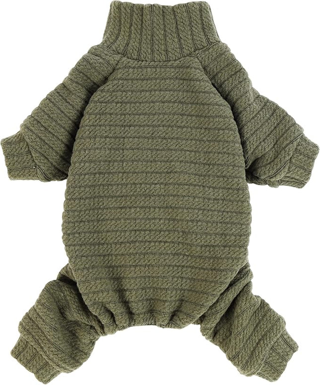 Fitwarm Turtleneck Knitted Dog Sweater Puppy Pajamas Thermal Doggie Winter Clothes Knitwear Pet Coats Cat Apparel Green Small