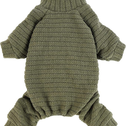 Fitwarm Turtleneck Knitted Dog Sweater Puppy Pajamas Thermal Doggie Winter Clothes Knitwear Pet Coats Cat Apparel Green Large