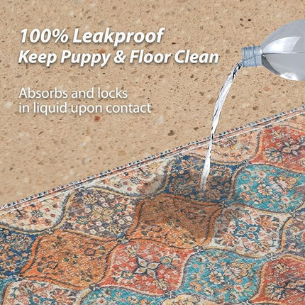 nunubaby 4PACK Washable Pee Pads for Dogs, Stylish, Non-Slip and Leak-Proof Pee Pads. Reusable Potty Pads for Dogs for Crates and Floors.(Cream/Multi, 18" x24" )