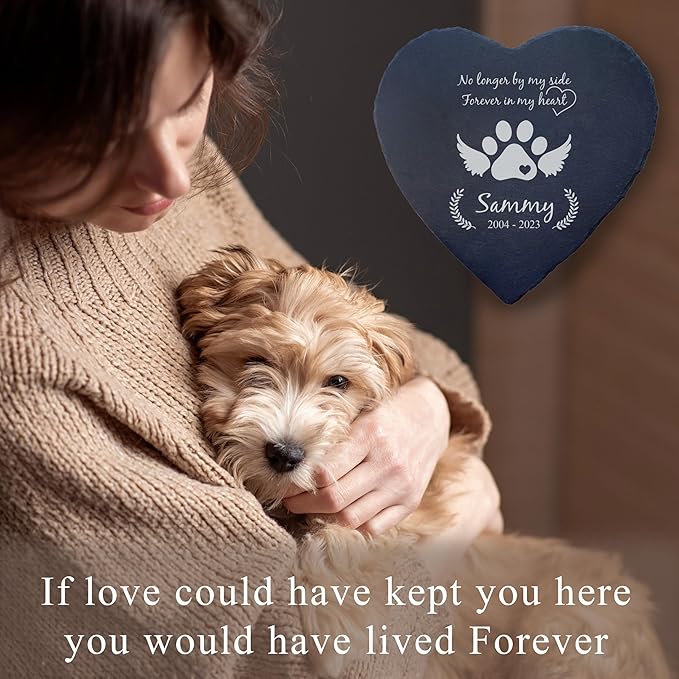 Dog Memorial Gifts for Loss of Dog, Cemetery Decorations for Grave, Pet Loss Sympathy Gift, Personalized Remembrance Garden Stone, Cat Lovers Heaven Grave Markers Bereavement Headstone (A03H)