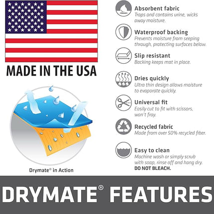 Drymate Dog Crate Mat Liner, Absorbs Urine, Waterproof, Non-Slip, Washable Puppy Pee Pad for Kennel Training - Use Under Pet Cage to Protect Floors, Thin Cut to Fit Design (USA Made) (Brown)(27"x42")