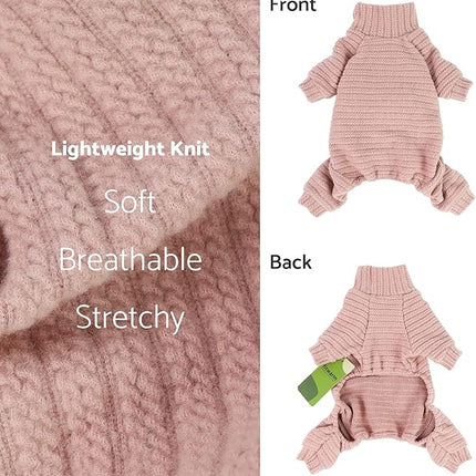 Fitwarm Turtleneck Knitted Dog Sweater Puppy Pajamas Thermal Doggie Winter Clothes Knitwear Pet Coats Cat Apparel Pink XXL
