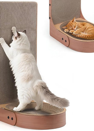 Cat Scratcher, 2 in 1 Multifunctional L Shape Cat Scratch Pad Wall Mounted with Oval Cat Bed Bowl for Indoor Cats (1 PCS Cat Scratcher)