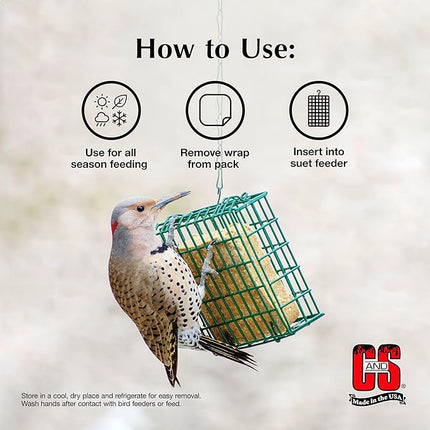 C&S Berry Suet Treat, Wild Bird Food for Robins, Blue Jays, Bluebirds, Tanagers, Thrushes and More, 8 Pack