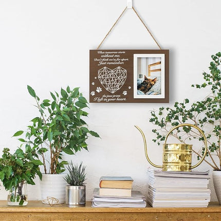 Pet Memorial Gifts, Pet Loss Memorial Frame Leave Paw Prints on our Hearts, Paw Prints Sympathy Frame Gift for Loss of Dog and Cat