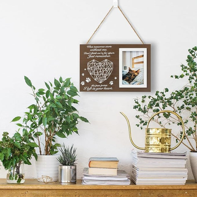 Pet Memorial Gifts, Pet Loss Memorial Frame Leave Paw Prints on our Hearts, Paw Prints Sympathy Frame Gift for Loss of Dog and Cat