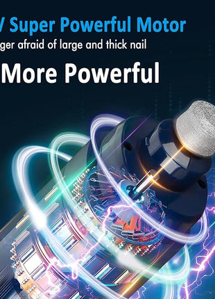 Casfuy Dog Nail Grinder with 2 LED Light - 4.8V Super Powerful 2-Speed Electric Pet Nail Trimmer for Medium Large Dogs Quiet Rechargeable Painless Paws Grooming & Smoothing Tool (Dark Blue)