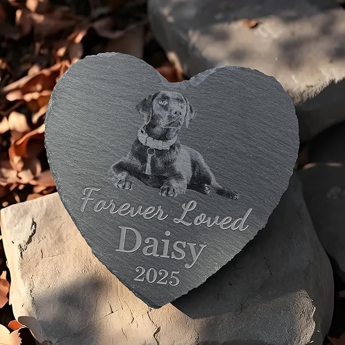 Personalized Pet Memorial Stone, Dog Memorial Gifts, Pet Loss Sympathy Gift, in Memory of Dog Cat - Forever Loved（Heart）