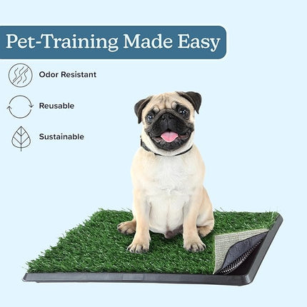 Artificial Grass Puppy Pee Pad for Dogs and Small Pets - 16x20 Reusable 4-Layer Turf Pads for Dogs with Tray - Indoor and Outdoor Fake Grass Potty Pet Supplies by PETMAKER