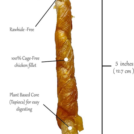 Rena's Recipe Chicken Twisty Sticks (8 oz) Rawhide Free Chicken Wrapped Soft Chews with Glucosamine for Joint Health