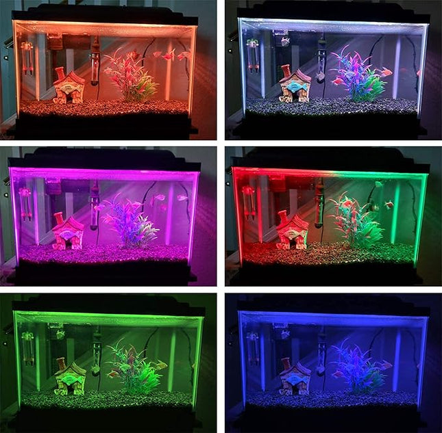 Fish Tank Light RGB LED Aquarium Lights, Underwater Waterproof Color Changing Submersible 16 Color 4 Modes Brightness Adjustable Memory Function Sucker Hang Lighting Strip, 15 inch