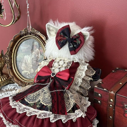 Fashion Sweet Puppy Dog Lace Princess Dress for EXTRAL Small and Small Dog A-WineRed S