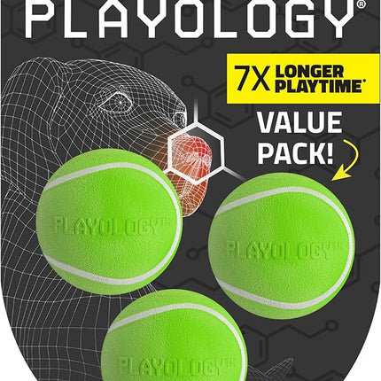 Playology Dog Toys | Squeaky Chew Ball - Bouncy Durable Floating Fetch Ball for Dogs, Value 3-Pack | Small Sweet Potato Scented Toy - Easy to Clean and Made from Non Toxic Materials