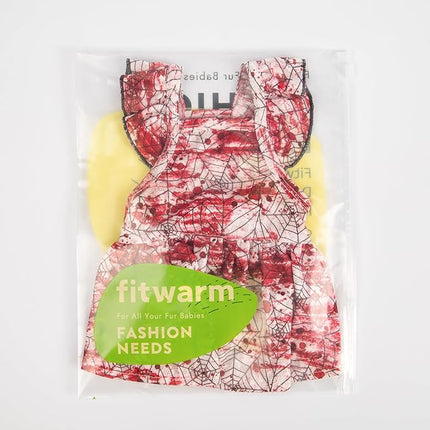 Fitwarm Halloween Spiderweb Dog Dress, Funny Dog Halloween Costumes, Doggy Clothes for Small Dogs Girl, Pet Apparel, Red, White, Black, Small