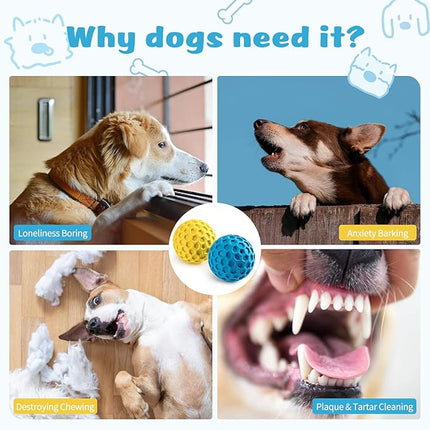 HIPPIH Indestructible Squeaky Dog Toys, Interactive Dog Balls 2 Pack, Dog Chew Toys for Aggressive Chewers, Natural Rubber Puppy Toys for Large/Medium Dogs, Tough Puppy Teething Toys, Relieve Anxiety