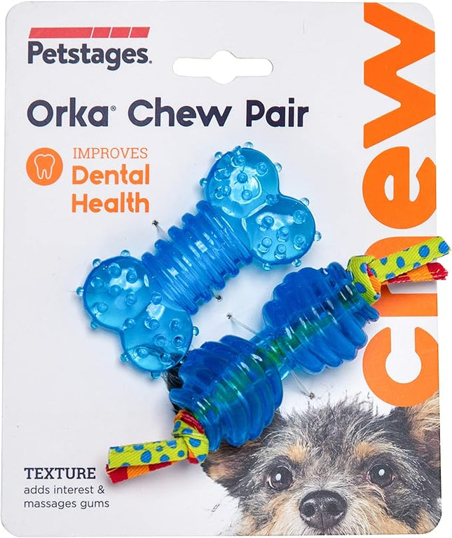 Petstages Mini Orka Chew Pair Bone & Dumbbell Dog Toys - 6 Pack