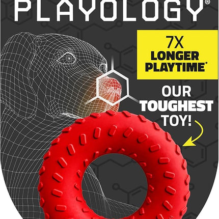 Playology Dog Toys | Dual Layer Ring Durable Chew Toy for Aggressive Chewers | Jumbo Beef Scented Toy - Easy to Clean and Made from Non Toxic Materials