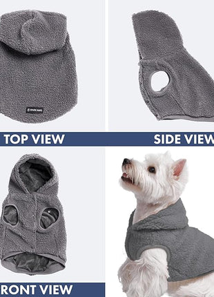 Spark Paws Fleece Dog Jacket, Hooded Sweater Vest, Warm Coat for Winter - Suitable for Small Medium Large XL XXL Breeds - Grey - XL