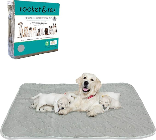 rocket & rex Premium XL Non-Slip Washable Pee Pad for Dogs, Waterproof & Reusable Puppy Pad for Potty Training, Whelping, Travel, Lining Playpens & More, 60" x 60" (Pack of 1)
