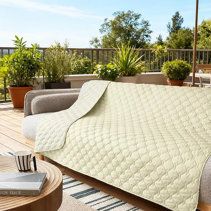 gogobunny 100% Double-Sided Waterproof Dog Bed Cover Pet Blanket Sofa Couch Furniture Protector for Puppy Large Dog Cat, Reversible (82x102 Inch (Pack of 1), Dark Cream/Light Cream)