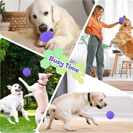 Squeaky Dog Toys for Aggressive Chewers, Indestructible Dog Balls for Aggressive Chewers, Purple Squeaky Balls for Dogs, Interactive Toys for Large Dogs to Relax