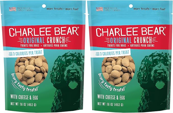 Charlee Bear Original Dog Treats, Cheese and Egg, 16 oz (Pack of 2)